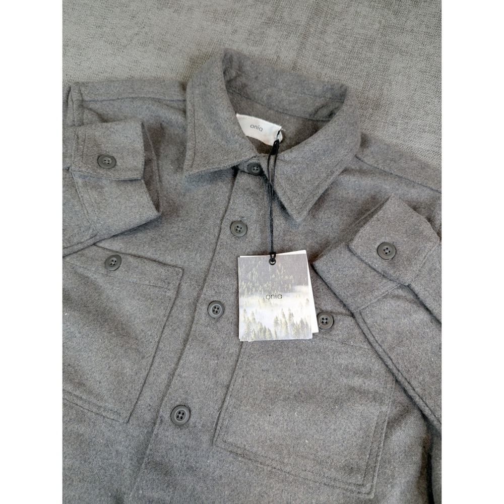 NWT Onia Shirt Jacket Mens S Gray Wool Blend Essentials Heavyweight Overshirt